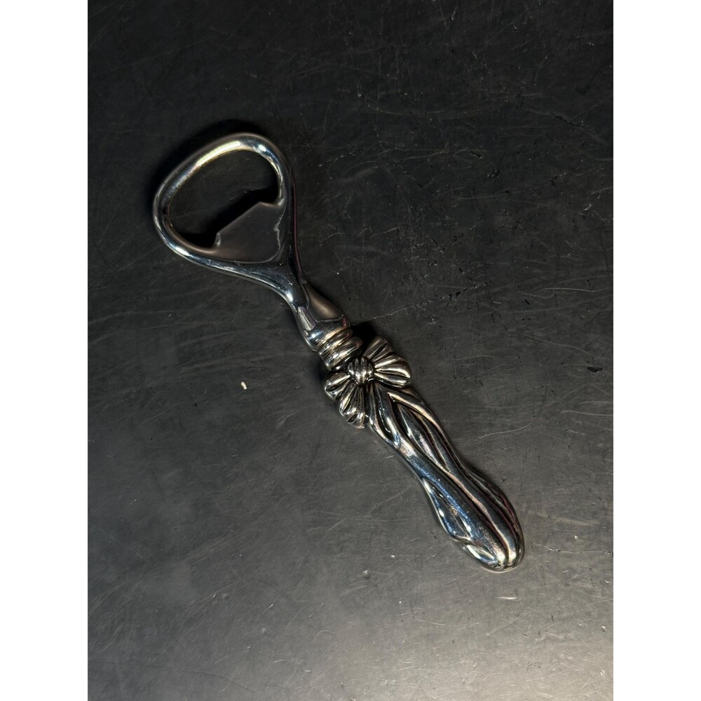 Vintage Silverplate Bottle Opener Ornate Floral Handle Barware